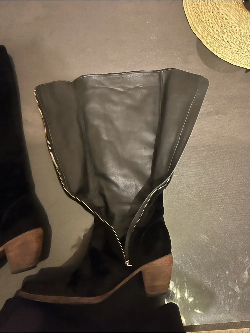 Elizabeth and James Black Velvet Boots